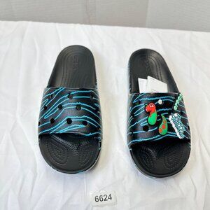 croc iconic support men 9 women 11 lue stripes ,black electrivc new with tag